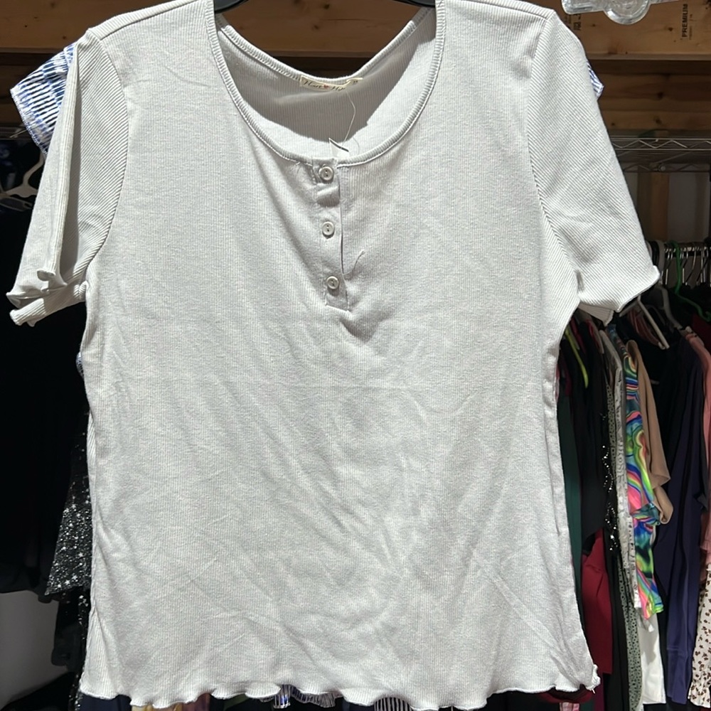 Light blue button tee